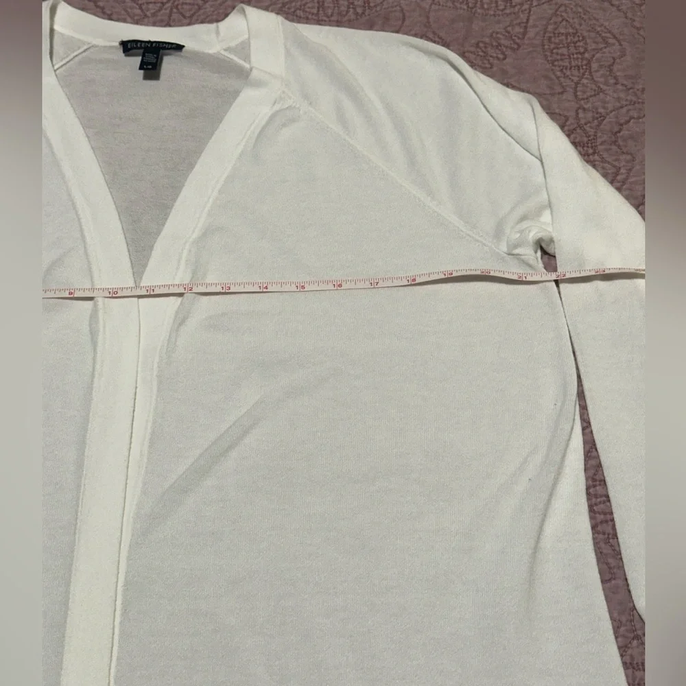 Eileen Fisher, white, long open cardigan - Picture 6 of 12
